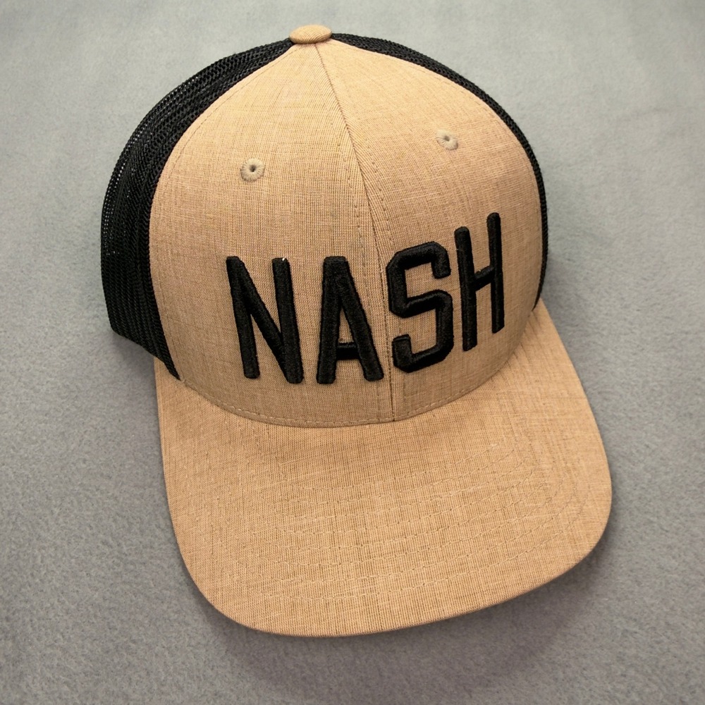 The Nash Collection by Revv Trucker Hat One Size Tan Black Nash Embroidery Cap